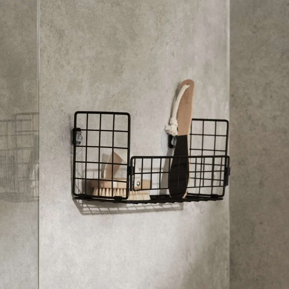 GRANIT Badrumshylla Rutnät Svart- Badrumstillbehör|Badrumsförvaring