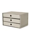 GRANIT Box Trippel 25x35cm Beige- Skrivbordstillbehör|Skrivbordsförvaring
