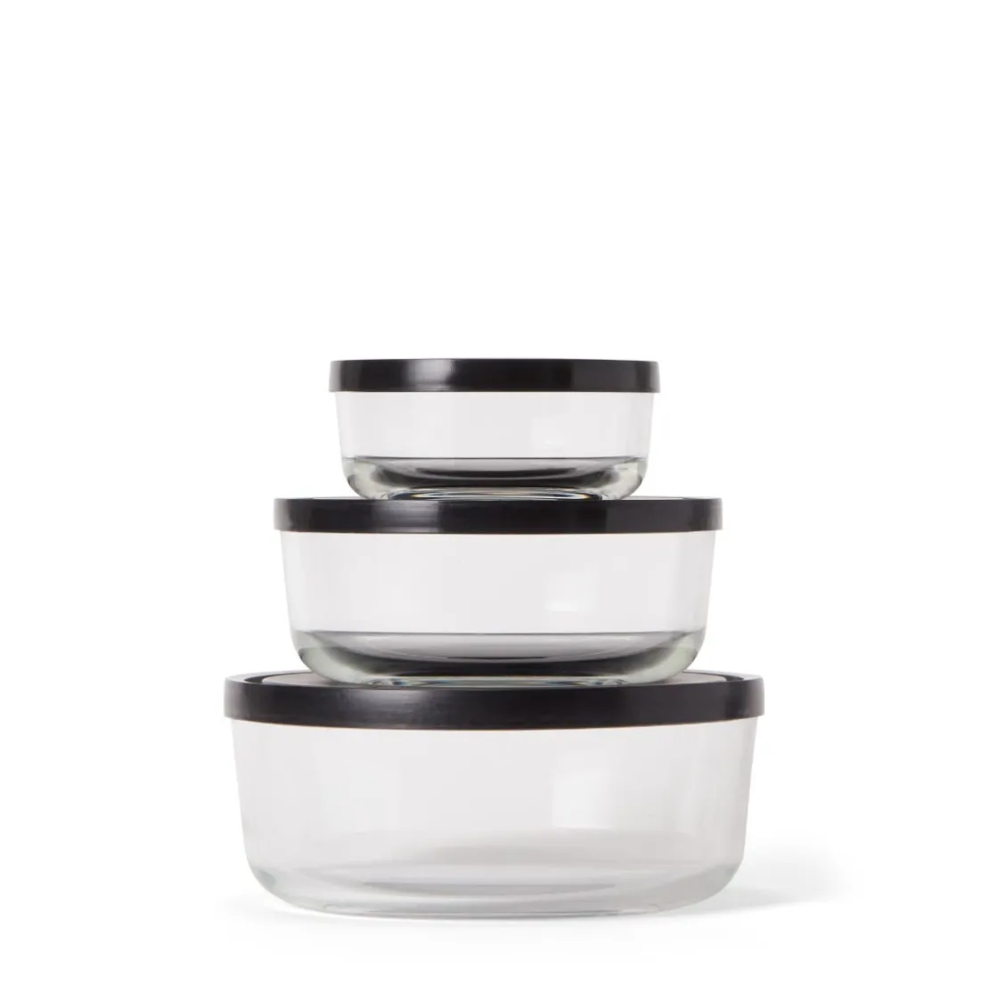 GRANIT Burk Glas Lock 0,8L Låg Svart- Köksförvaring