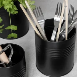 GRANIT Burk Metall 14,5x12cm Svart- Skrivbordstillbehör|Småförvaring