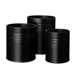 GRANIT Burk Metall 14,5x12cm Svart- Skrivbordstillbehör|Småförvaring