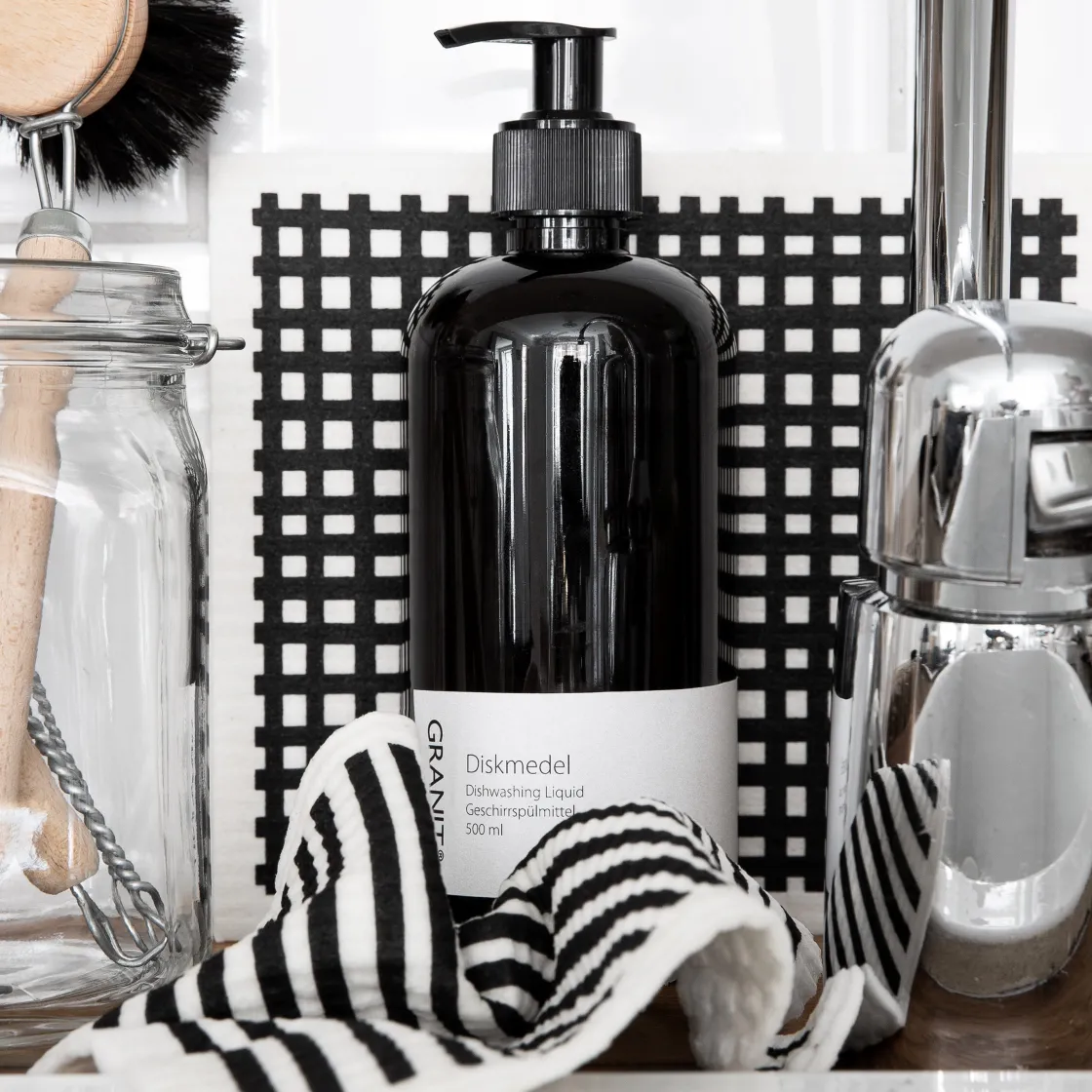 GRANIT Diskborste Trä/Tagel Svart- Städ & Disk