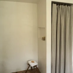 GRANIT Duschdraperi Stripe 180x200cm Bomull Beige/Svart- Badrumstillbehör