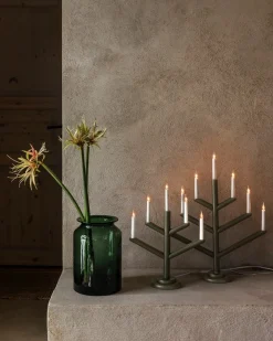 GRANIT Elljusstake Träd 7 Ljus Mörkgrön- Lampor|Julbelysning