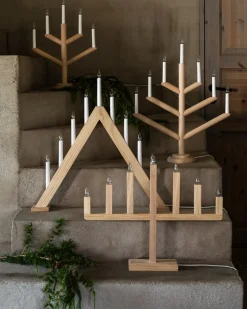 GRANIT Elljusstake Träd 5 Ljus Trä- Lampor|Julbelysning