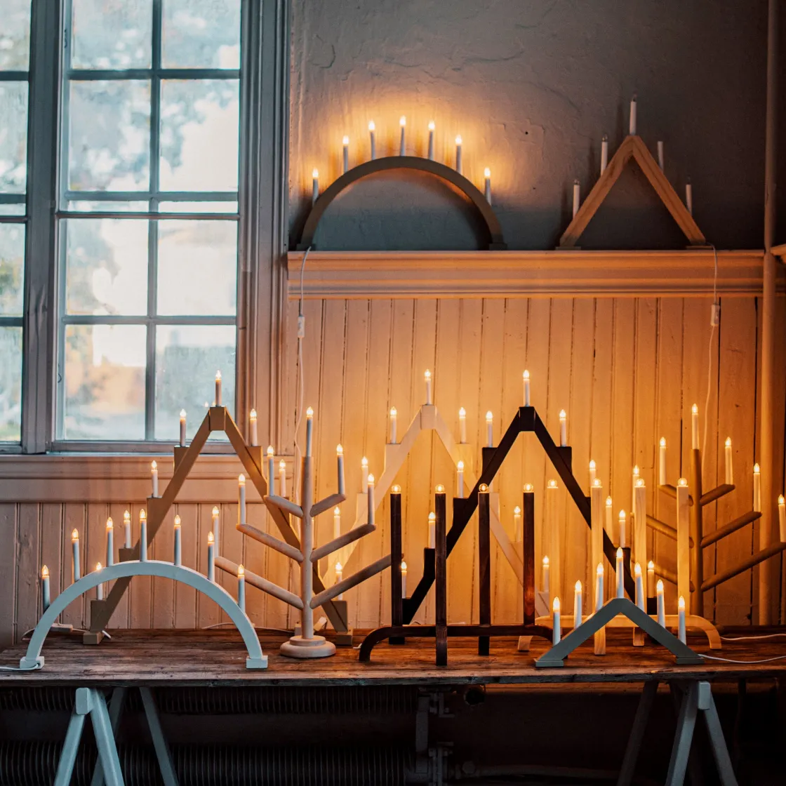 GRANIT Elljusstake Träd 5 Ljus Trä- Lampor|Julbelysning