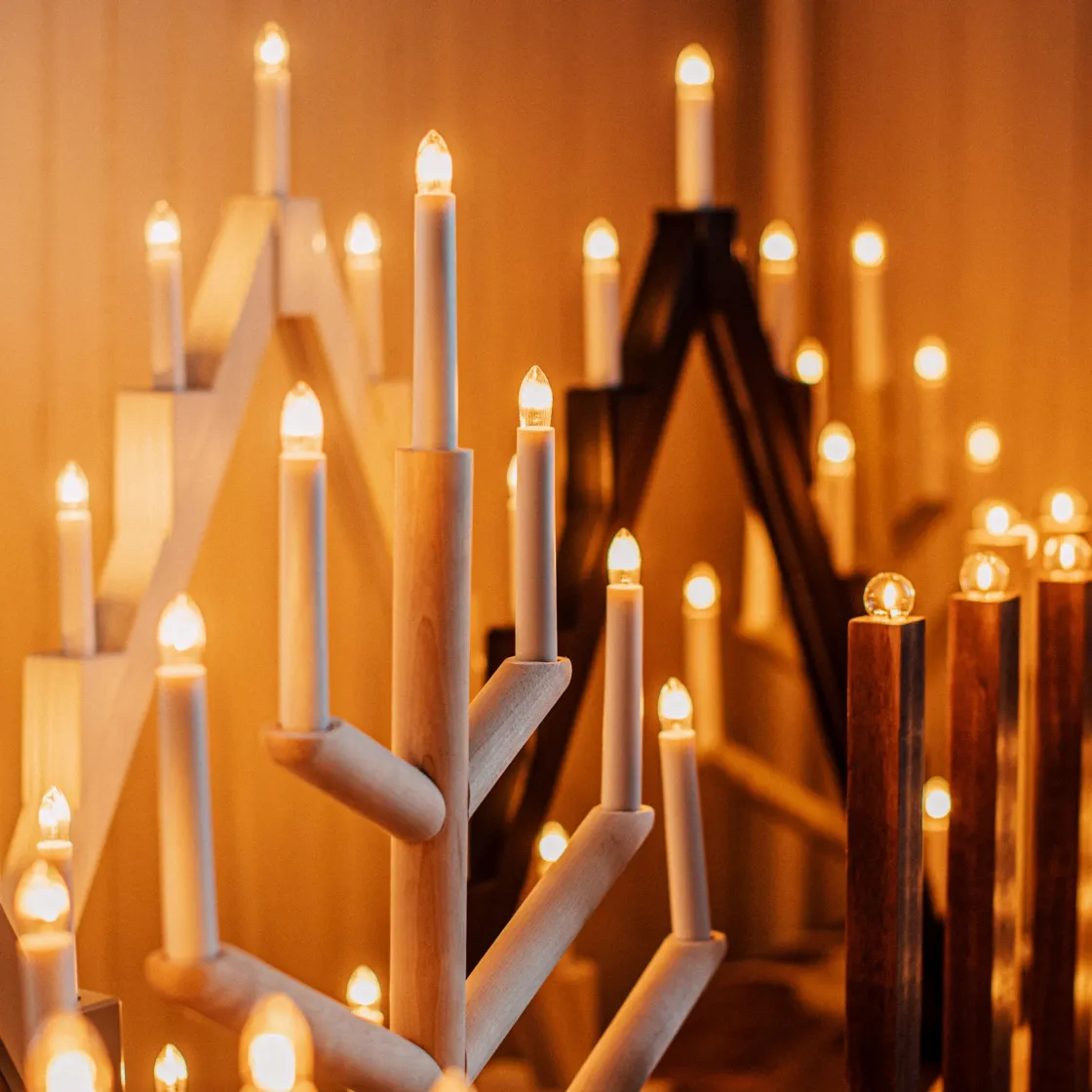 GRANIT Elljusstake Träd 5 Ljus Trä- Lampor|Julbelysning