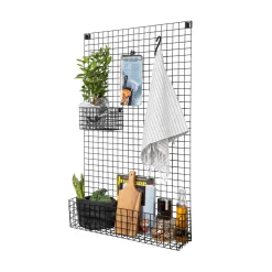 GRANIT Förvaringstavla Rutnät Hylla 60x100cm Svart- Förvaringstavlor Med Tillbehör|Häng- & Väggförvaring