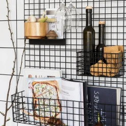 GRANIT Förvaringstavla Rutnät Hylla 60x100cm Svart- Förvaringstavlor Med Tillbehör|Häng- & Väggförvaring