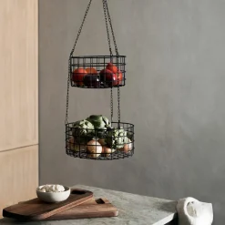 GRANIT Hängkorg Dubbel Rutnät Svart- Korgar|Köksförvaring