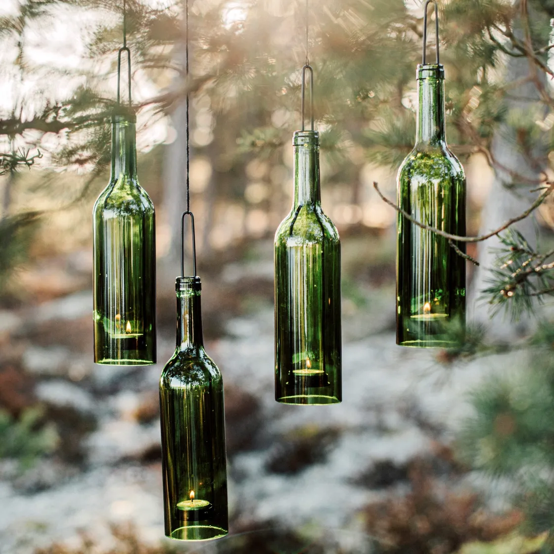 GRANIT Hänglykta Flaska 7,5x29cm Grön- Utebelysning|Ljusstakar