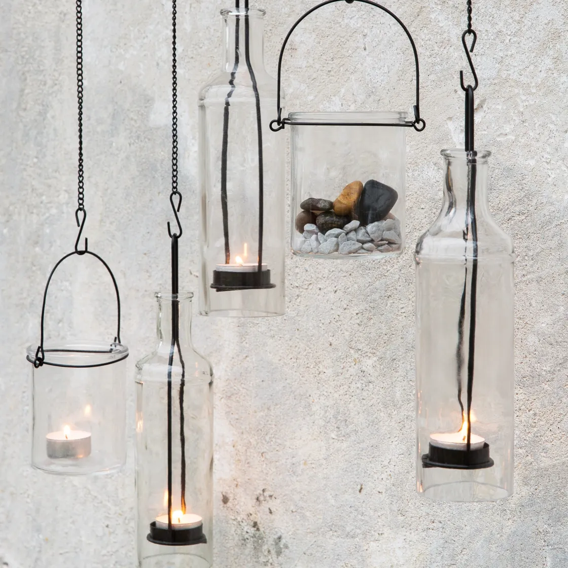 GRANIT Hänglykta Flaska 6,5x22,5cm Svart- Utebelysning|Ljusstakar