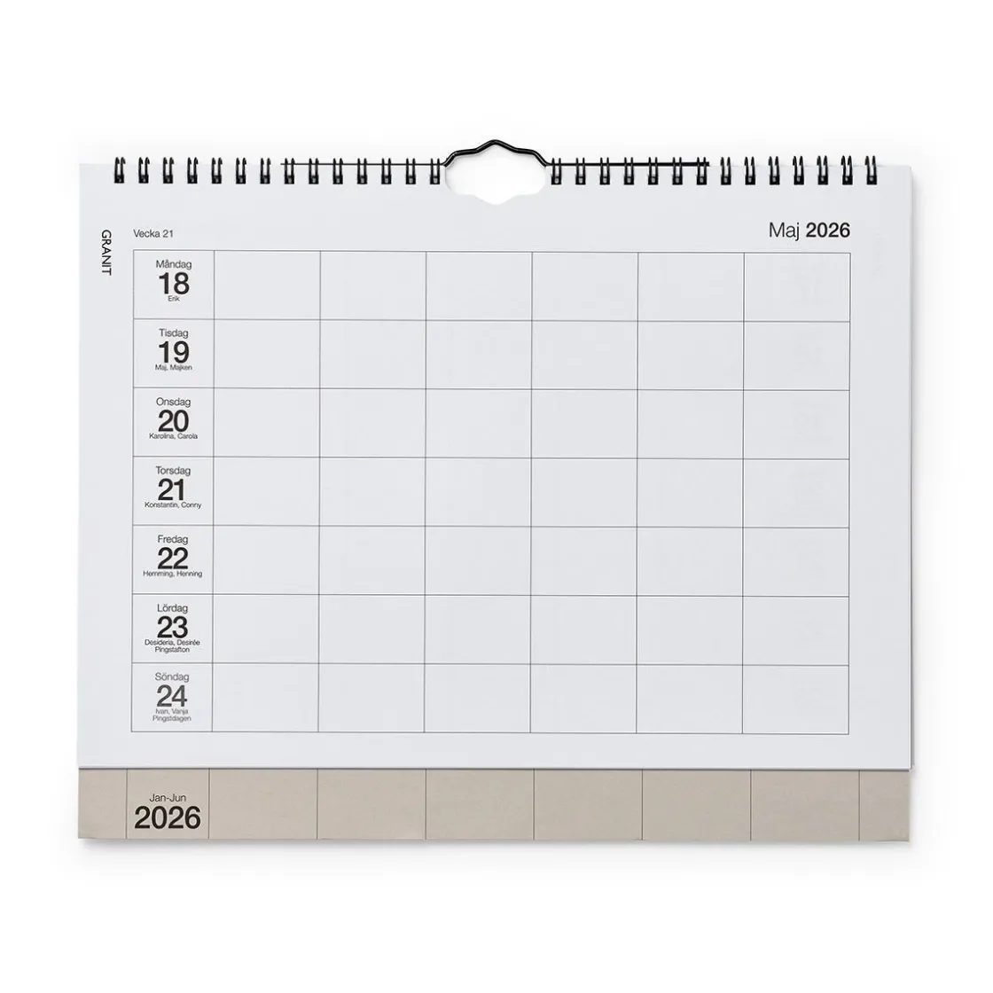 GRANIT Kalender Vecka 2026 Beige- Kalendrar & Skrivblock