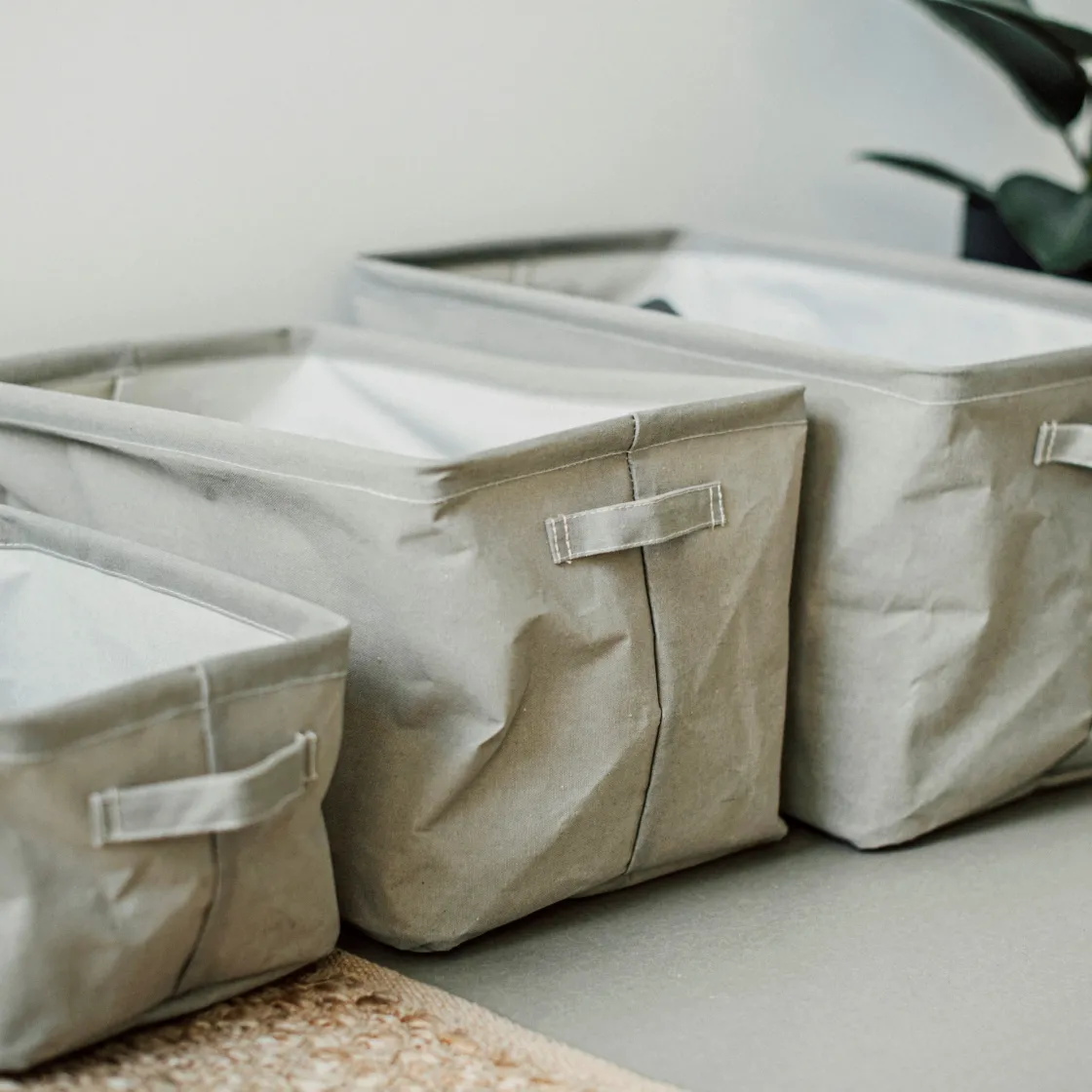 GRANIT Korg Hopvikbar 31x45cm Beige- Korgar|Badrumsförvaring