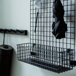 GRANIT Korg Rutnät Krokar 11x42cm Svart- Förvaringstavlor Med Tillbehör|Småförvaring