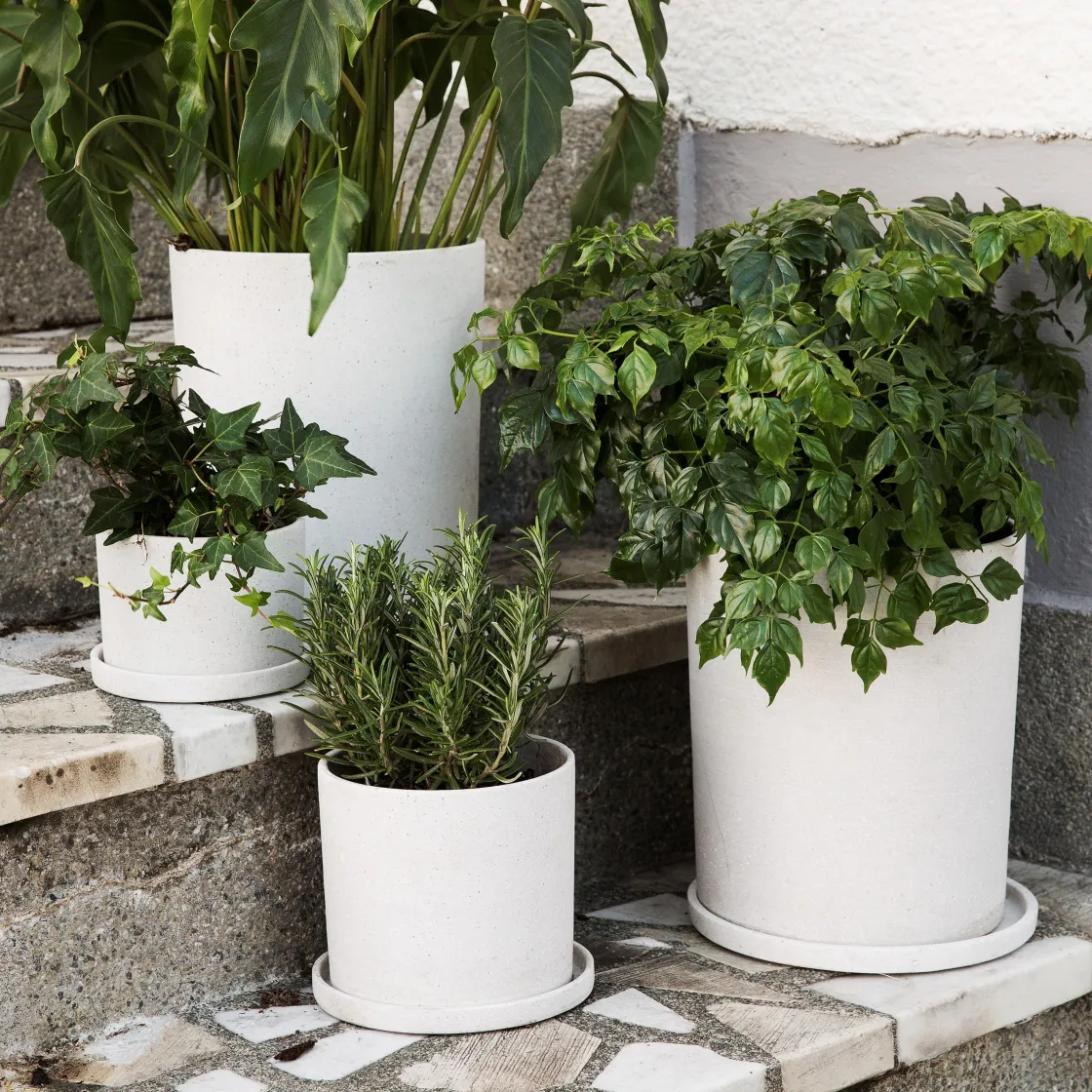 GRANIT Kruka/Fat Polystone 13cm Vit- Växt- & Odlingstillbehör|Krukor