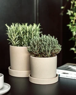 GRANIT Kruka/Fat Stengods 14cm Beige- Växt- & Odlingstillbehör|Krukor