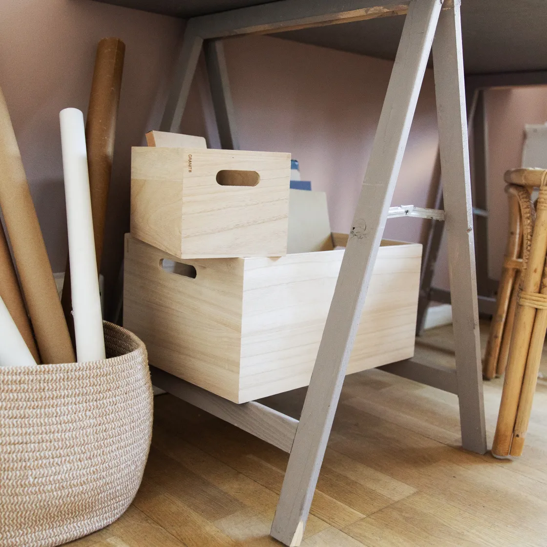 GRANIT Låda Trä Handtag 30x40cm- Skrivbordsförvaring|Boxar