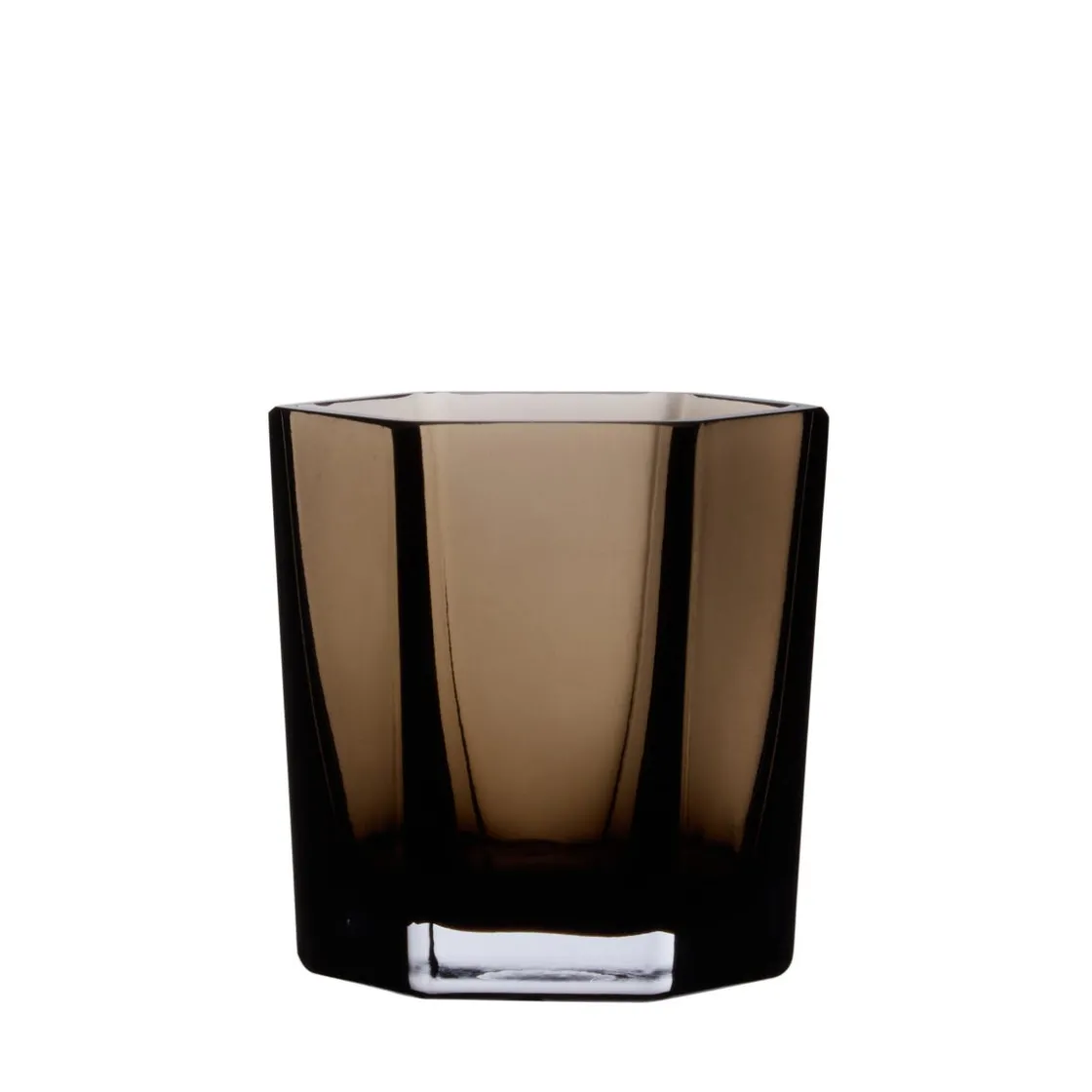 GRANIT Ljushållare Hexagon 8,5x7,5cm Brun- Ljusstakar