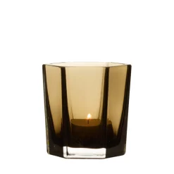 GRANIT Ljushållare Hexagon 8,5x7,5cm Brun- Ljusstakar