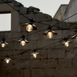 GRANIT Ljusslinga Lampskärm 10 Ljuskällor 4,5m Stål- Ljusslingor|Utebelysning