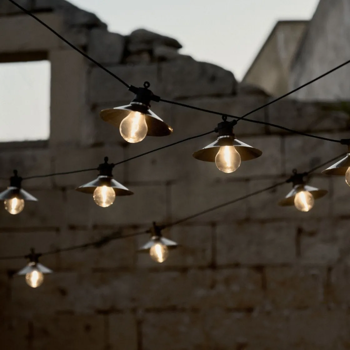 GRANIT Ljusslinga Lampskärm 10 Ljuskällor 4,5m Stål- Ljusslingor|Utebelysning