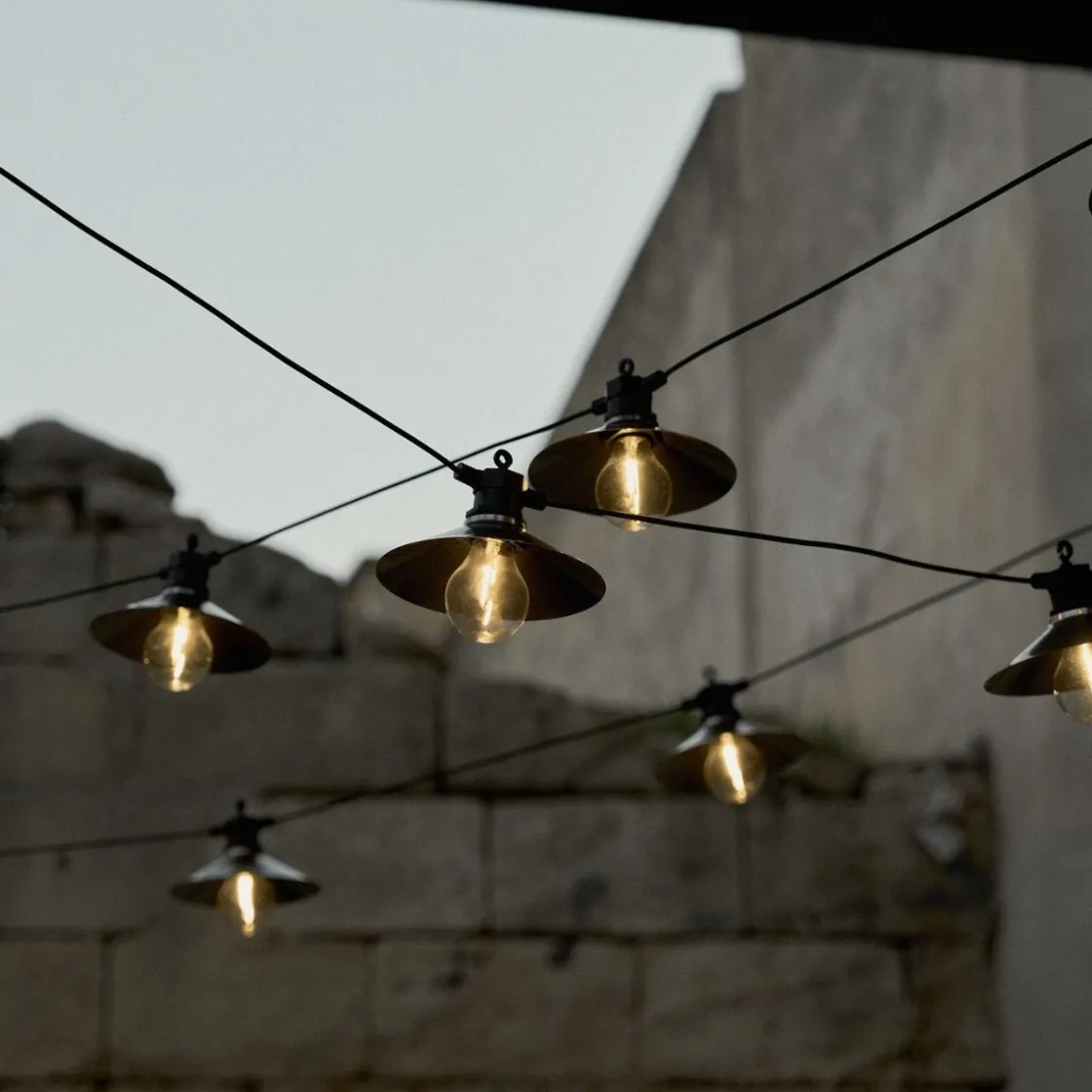 GRANIT Ljusslinga Lampskärm 10 Ljuskällor 4,5m Stål- Ljusslingor|Utebelysning