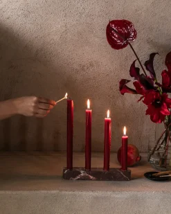 GRANIT Ljusstake Advent 26x5cm Marmor- Ljusstakar|Juldukning