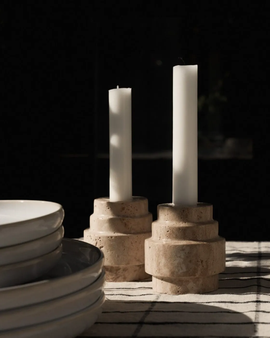 GRANIT Ljusstake Travertin 7,5x7,5cm- Ljusstakar