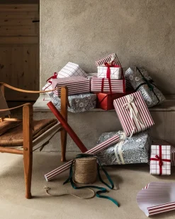 GRANIT Omslagspapper 10m Ruta Vit/Röd- Presentinslagning & Diy|Presentinslagning