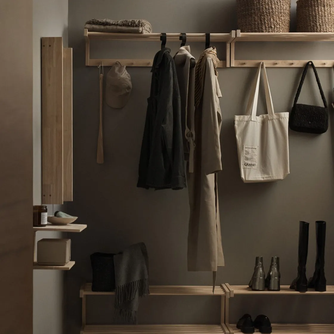 GRANIT Skohylla Bob 31x86cm Björk- Hallmöbler & Förvaring