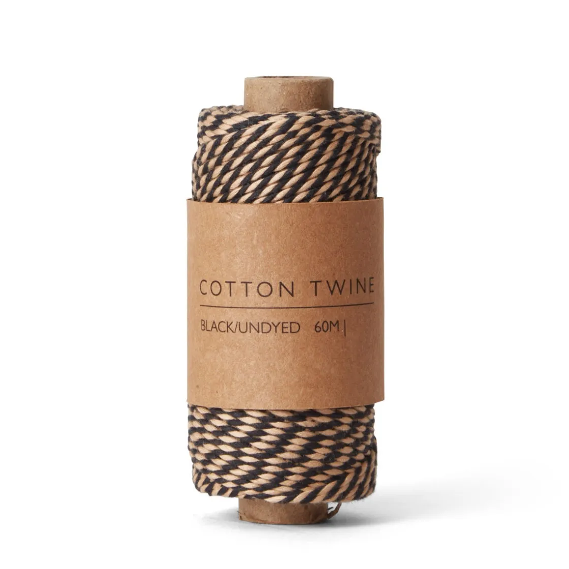 GRANIT Snöre Bomull 60m Svart/Natur- Presentinslagning & Diy|Juldukning