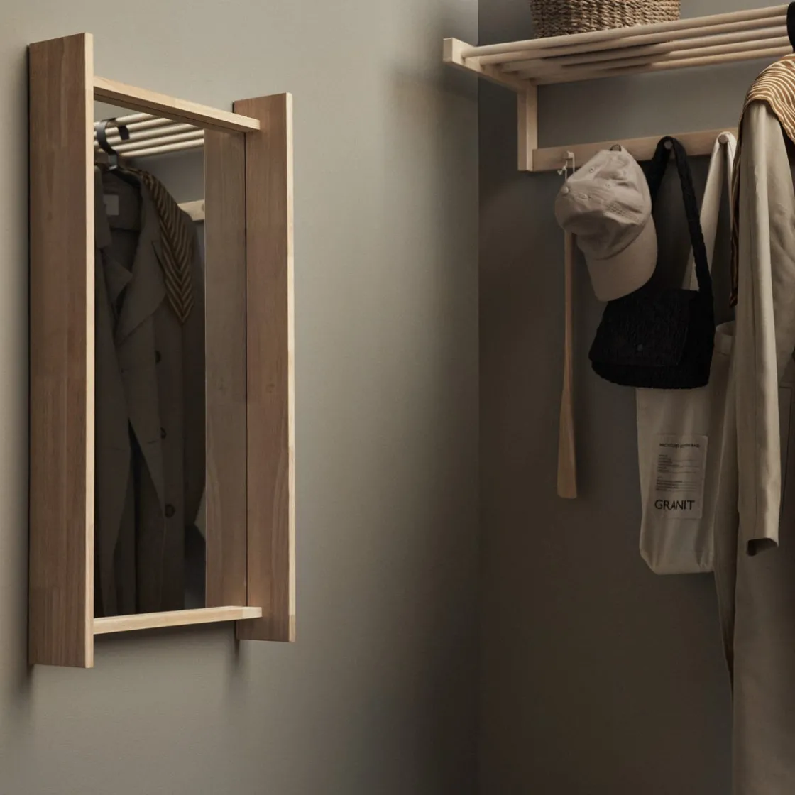 GRANIT Spegel Trä- Hallmöbler & Förvaring|Möbler
