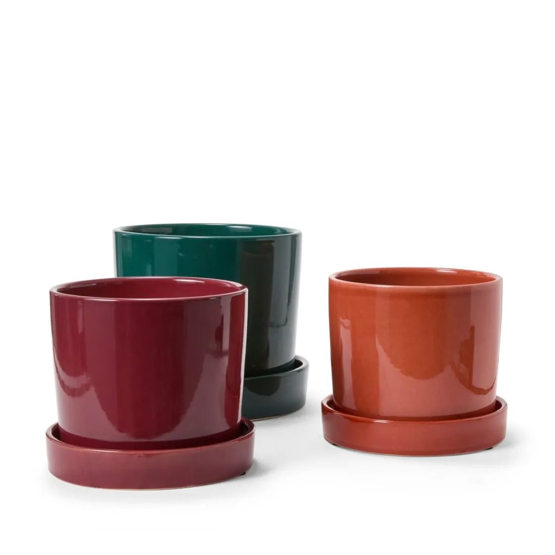 GRANIT Stengodskruka/Fat 17,5cm Glaserad Vinröd- Krukor