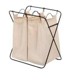 GRANIT Tvättkorg Noa Metall/Kanvas 2 tvättpåsar- Garderob & Klädförvaring|Korgar