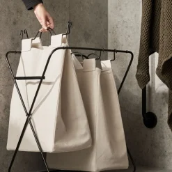 GRANIT Tvättkorg Noa Metall/Kanvas 2 tvättpåsar- Garderob & Klädförvaring|Korgar