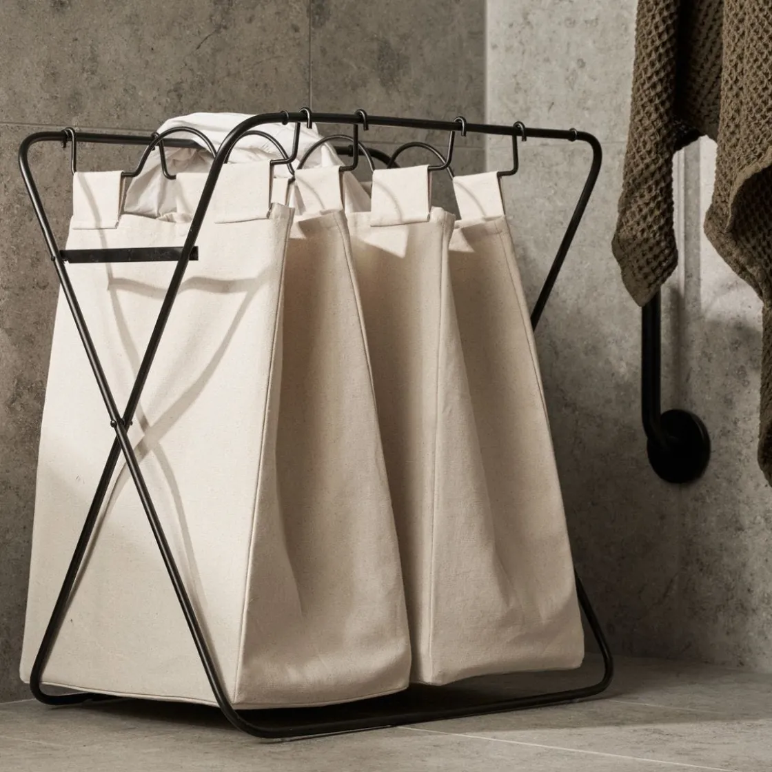 GRANIT Tvättkorg Noa Metall/Kanvas 2 tvättpåsar- Garderob & Klädförvaring|Korgar