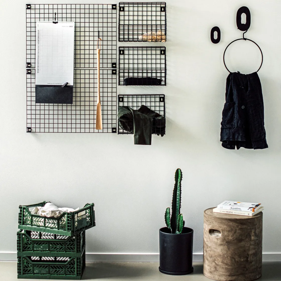 GRANIT Väggkorg Rutnät 22x30cm Svart- Förvaringstavlor Med Tillbehör|Häng- & Väggförvaring