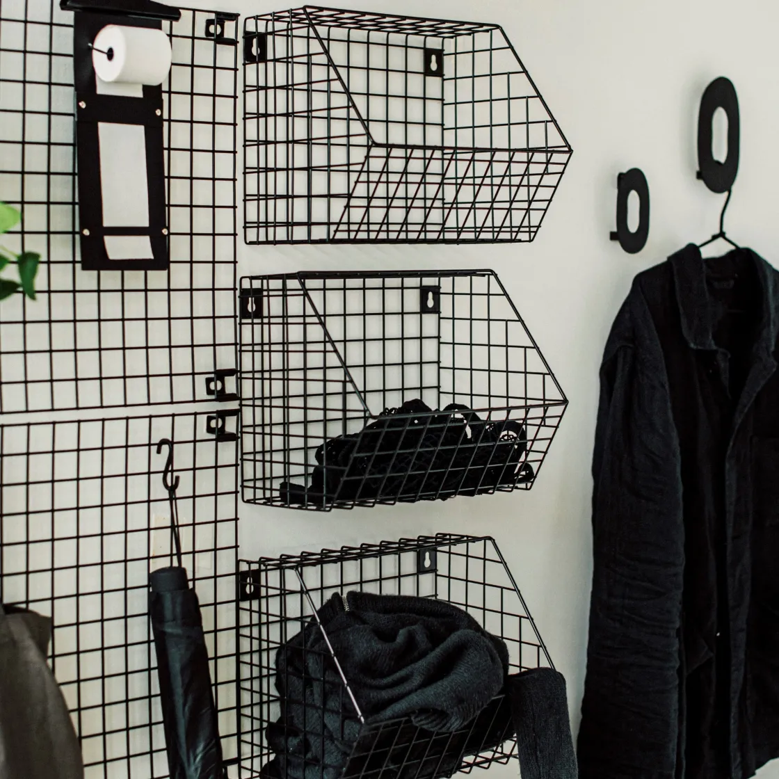 GRANIT Väggkorg Rutnät 22x30cm Svart- Förvaringstavlor Med Tillbehör|Häng- & Väggförvaring
