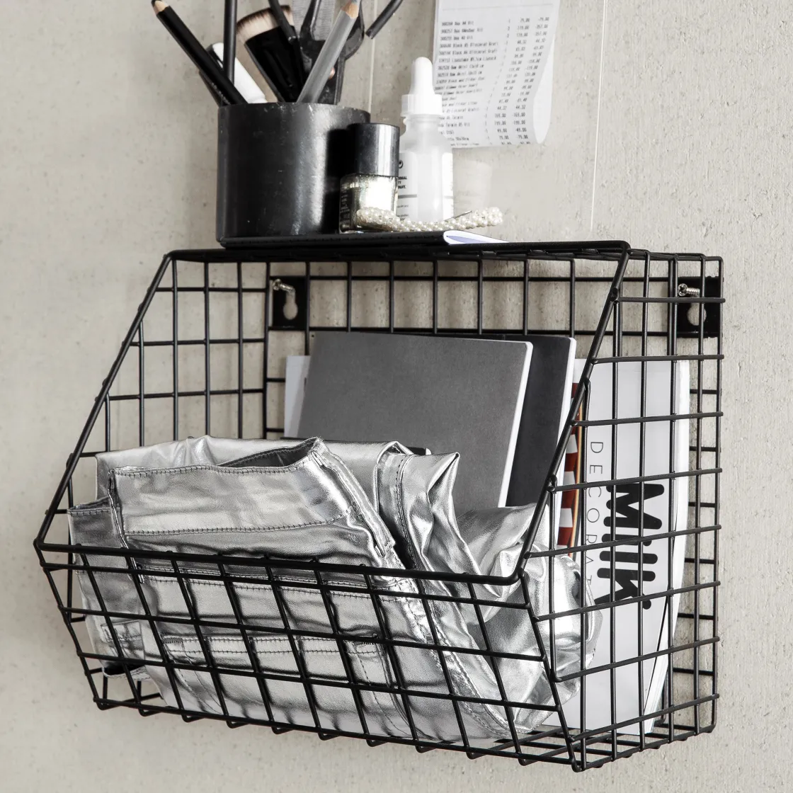 GRANIT Väggkorg Rutnät 22x30cm Svart- Förvaringstavlor Med Tillbehör|Häng- & Väggförvaring