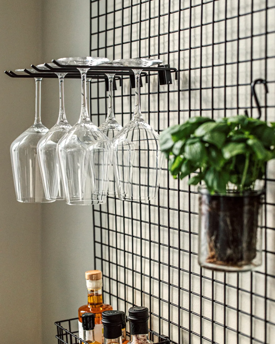 GRANIT Vinglashållare Dubbelspjut Svart 20,5cm- Förvaringstavlor Med Tillbehör|Häng- & Väggförvaring