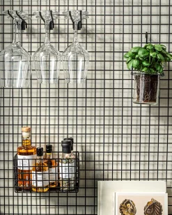 GRANIT Vinglashållare Dubbelspjut Svart 20,5cm- Förvaringstavlor Med Tillbehör|Häng- & Väggförvaring